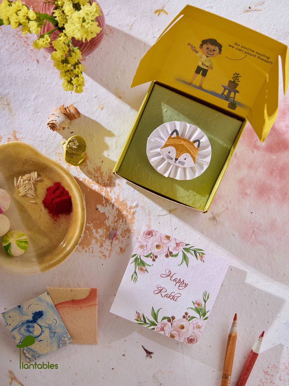Plantables Fox with a Headband Rakhi Combo