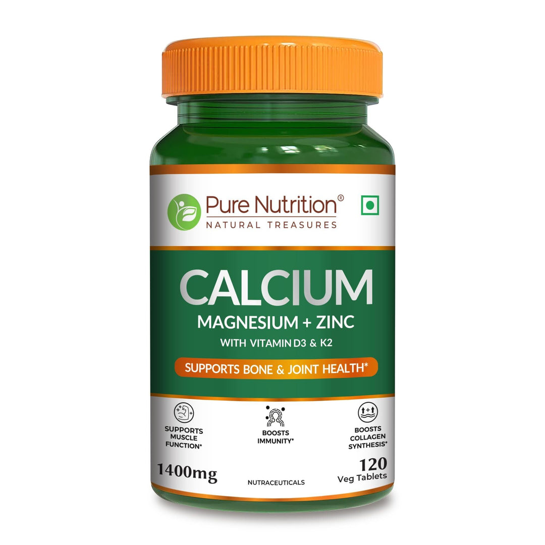 Calcium Magnesium Zinc with Vitamin D3 & K2  Bone & Muscle Support | 60 Tabs | 120 Tabs