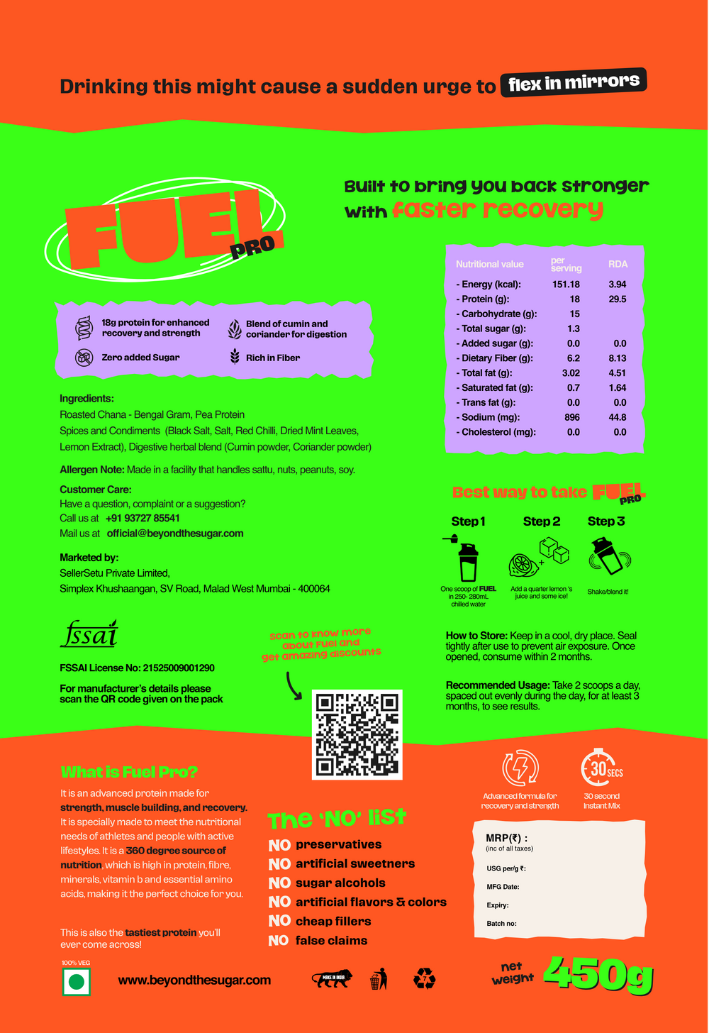 Beyond the Sugar Fuel Pro Plant 18 g Protein