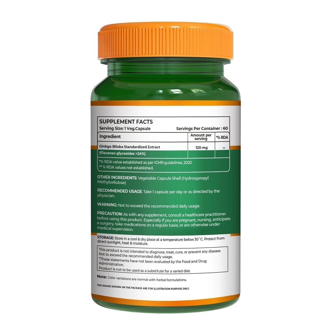 Ginkgo Biloba 120mg Cognitive Wellness, Focus & Circulation Support
