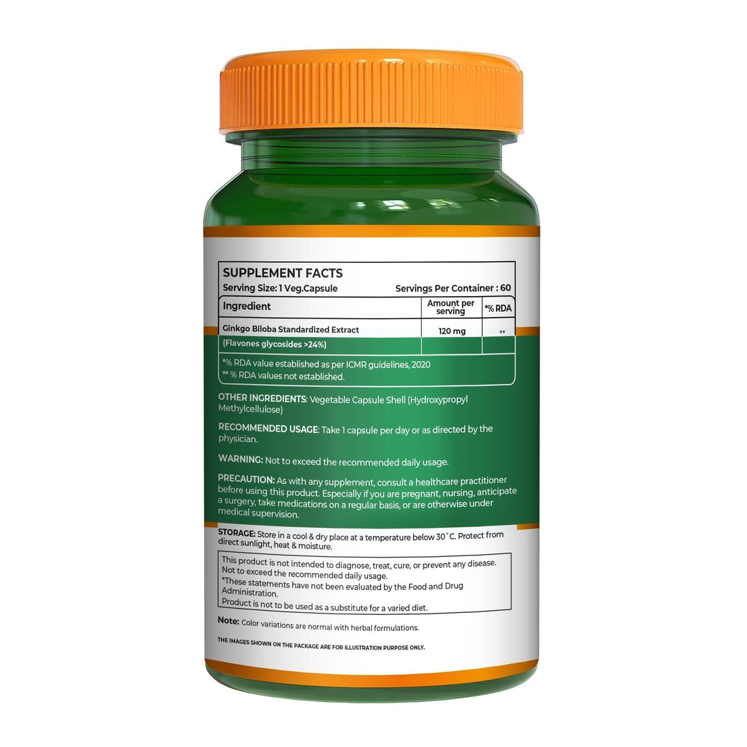 Ginkgo Biloba 120mg Cognitive Wellness, Focus & Circulation Support
