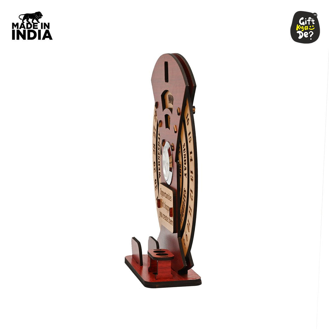 Gift Kya De Infinite Circular Calendar With Pen, Card Holder | Clock And Photo Frame Options Available | Desk Accessories