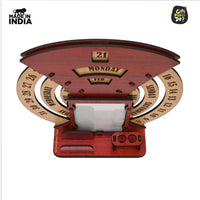 Gift Kya De Infinite Circular Calendar With Pen, Card Holder | Clock And Photo Frame Options Available | Desk Accessories