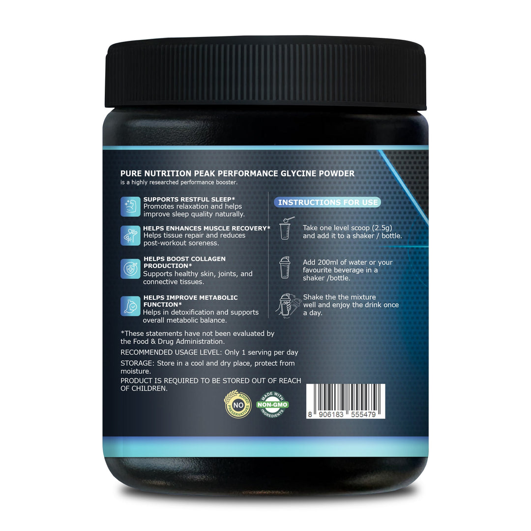 Glycine Powder 200g | Amino Acid for Sleep, Muscle & Collagen Support