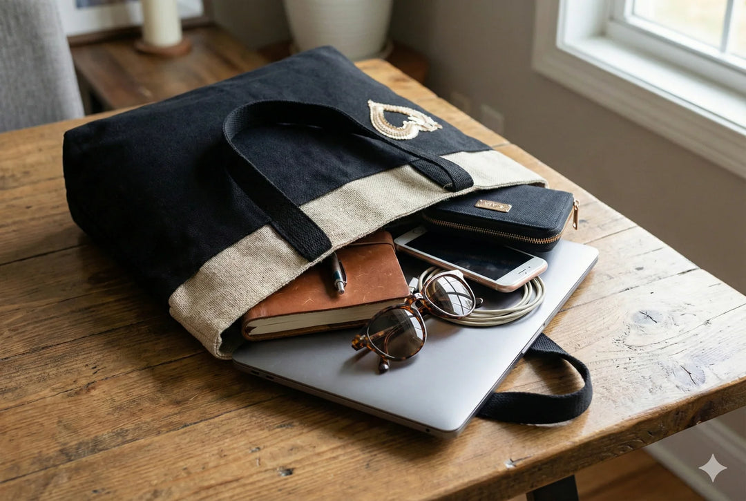 The Label GAIA Hemp Contrast Everyday Laptop Tote Bag