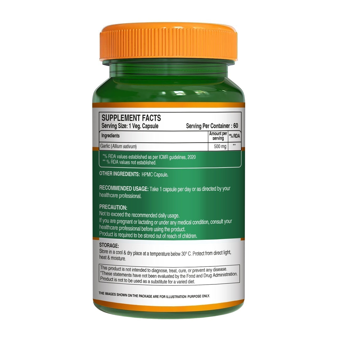 Garlic Extract Capsules 500mg  Heart Health, Cholesterol & Immunity