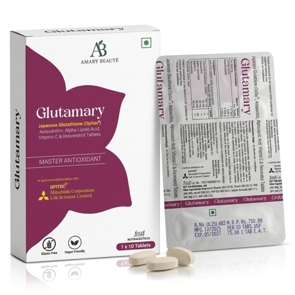 Amary Beaute Glutathione Skin Brightening Tablets | Japanese Glutathione (Opitac®) + Astaxanthin | Glow & Even Skin Tone