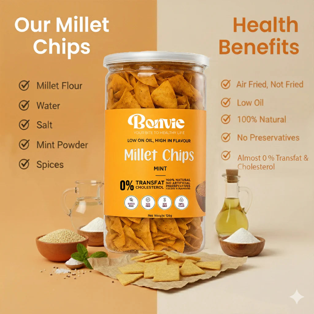 Bonvie Millet Chips - Mint Pack of 3