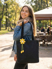The Label GAIA Hemp Essential Tote Bag with Yellow Flower Charm