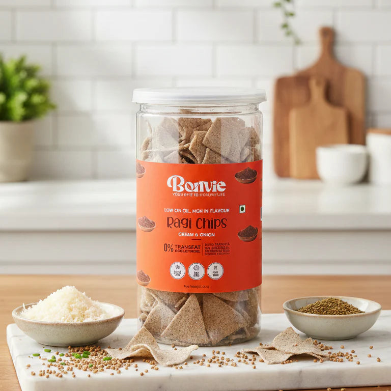 Bonvie Ragi Chips - Cream & Onion Pack of 3