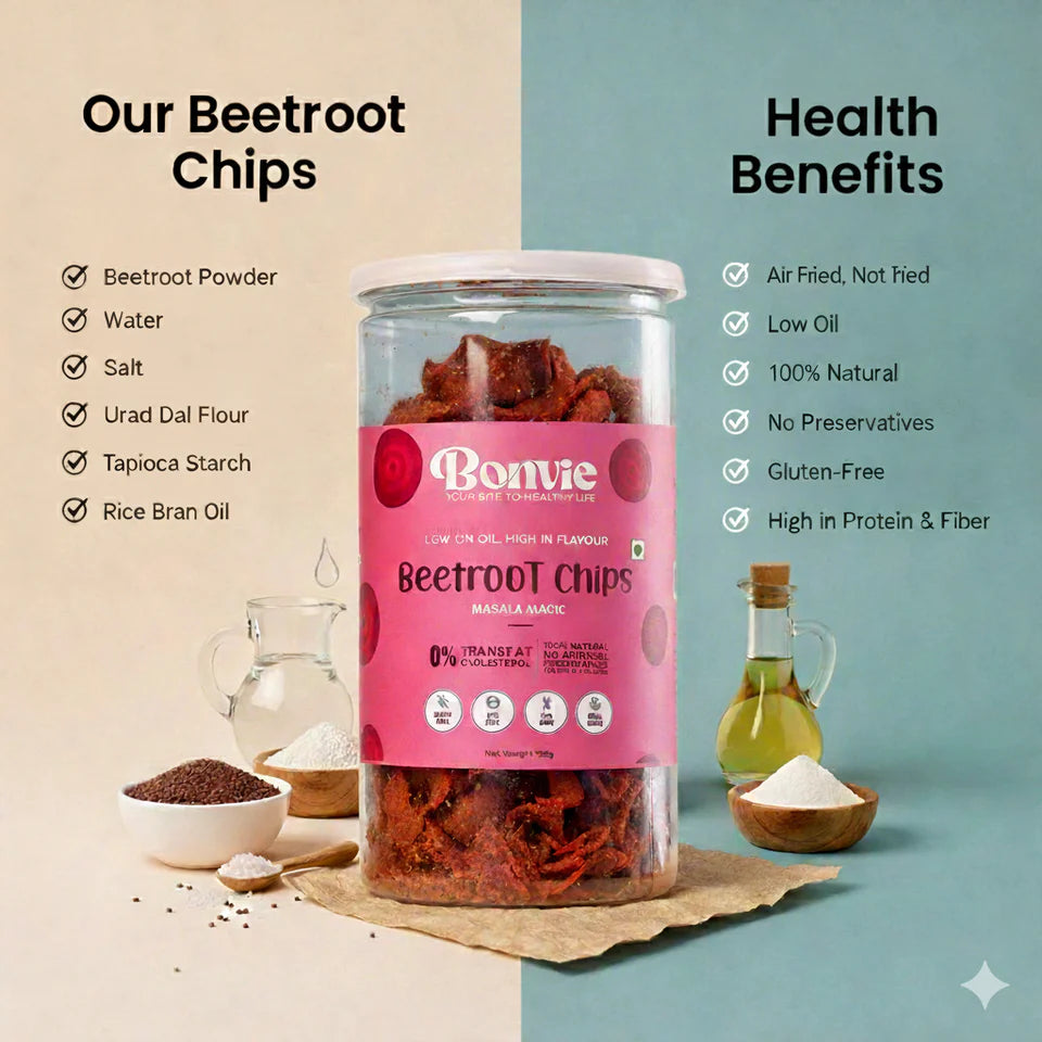 Bonvie Beetroot Chips - Masala Magic Pack of 3