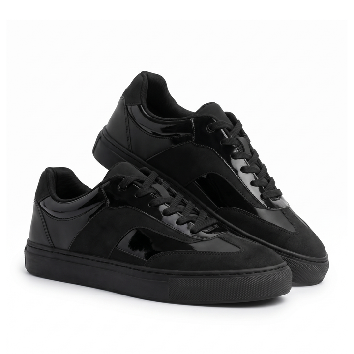Glide Patent Black Layered Panel Sneakers