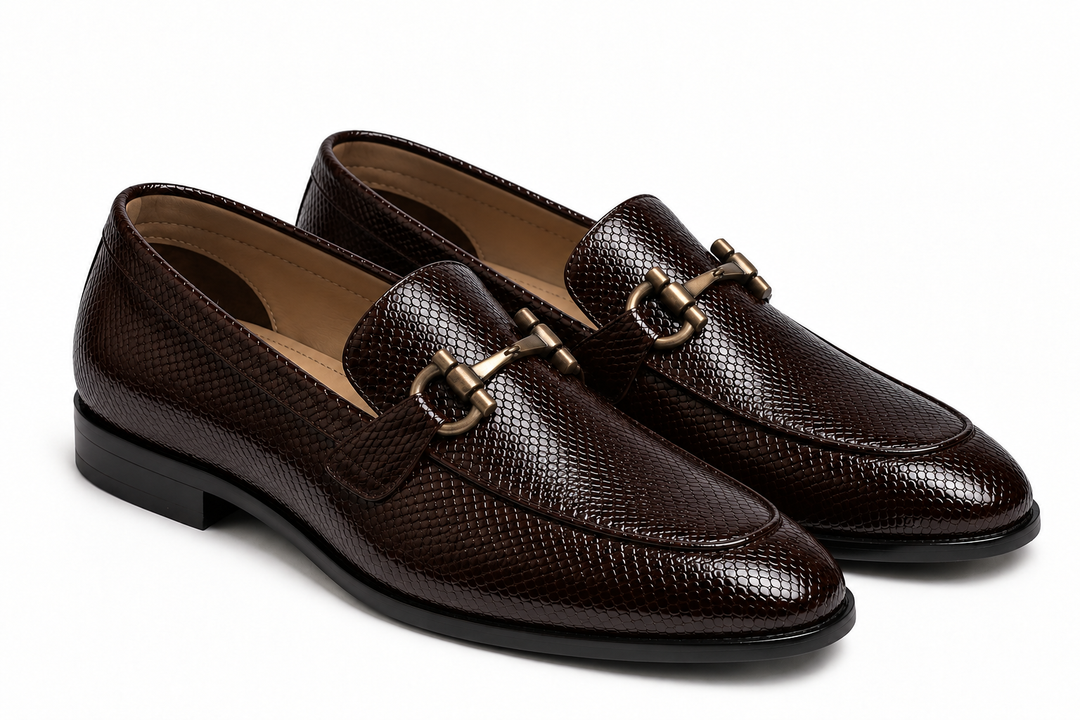 Stunner Brown Textured Loafers
