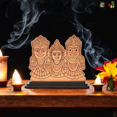 Lord Jagannath Printed Wooden Table Top Frame | Decorative Idol of Jagannath Balabhadra Subhadra | Spiritual Gift Item | 6x5x1.8 inches