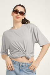 Women Oversized Bamboo Plain T-Shirt – Soft, Breathable & Sustainable | Gray