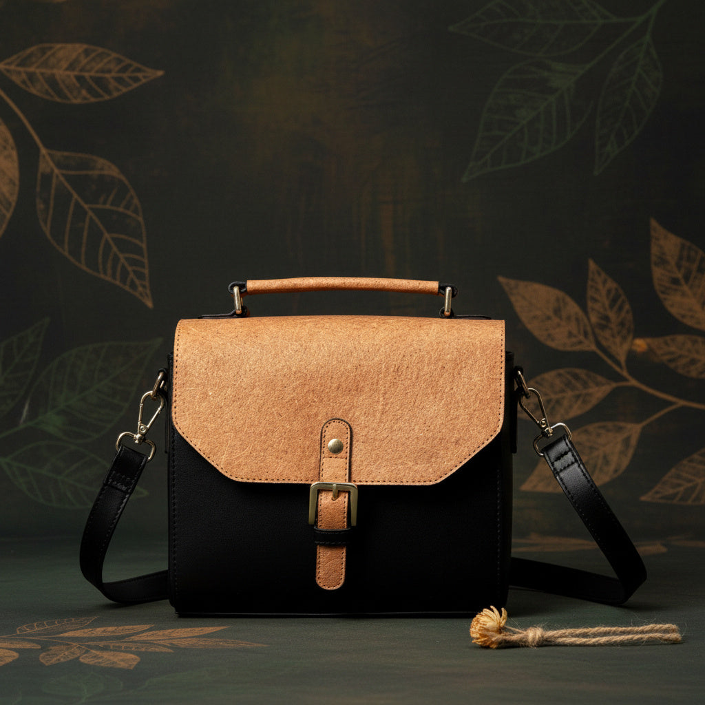 Green Hermitage Juniper Vegan Leather Sling Bag - Black