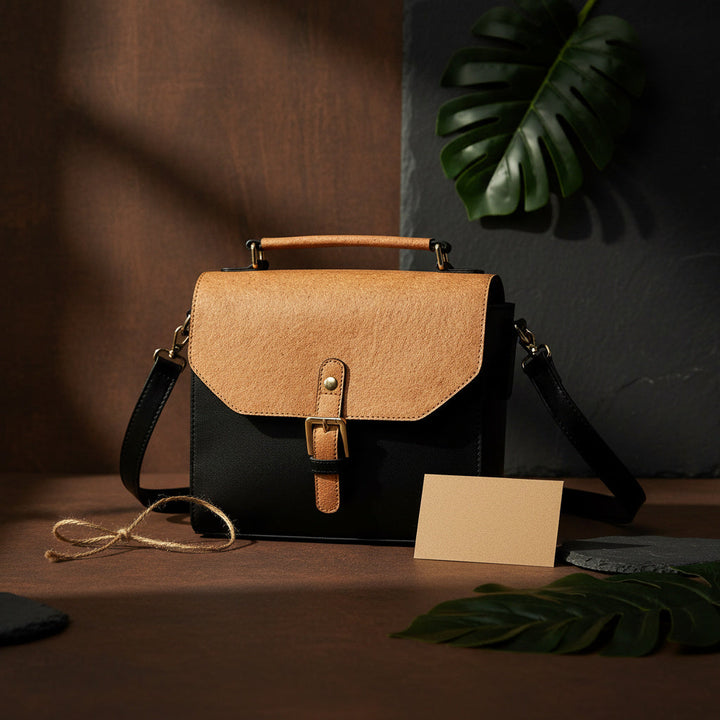 Green Hermitage Juniper Vegan Leather Sling Bag - Black