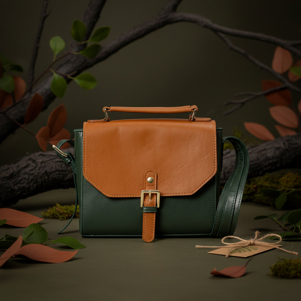 Green Hermitage Juniper Vegan Leather Sling Bag - Green