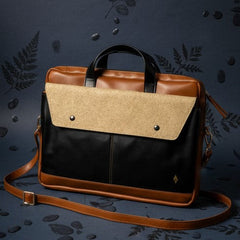 Green Hermitage Willow Vegan Leather Laptop Sleeve - Black