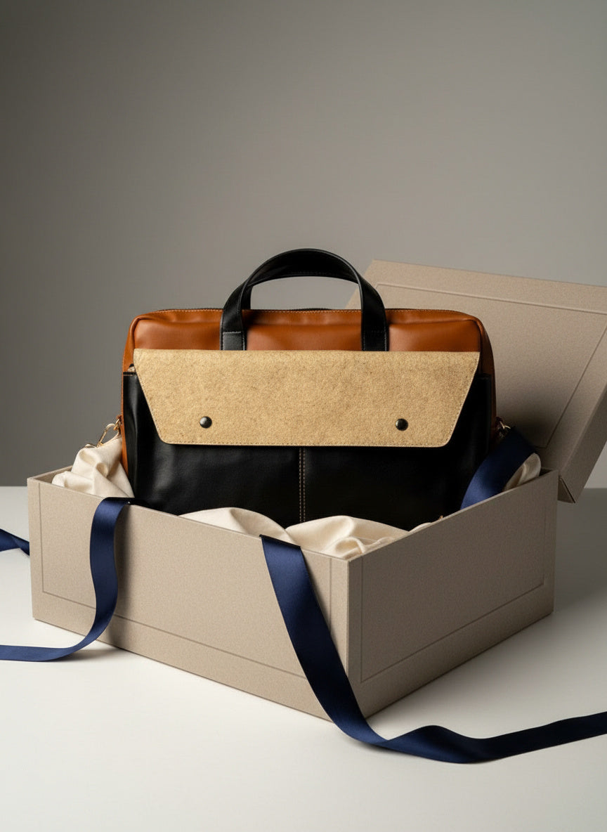 Green Hermitage Willow Vegan Leather Laptop Sleeve - Black