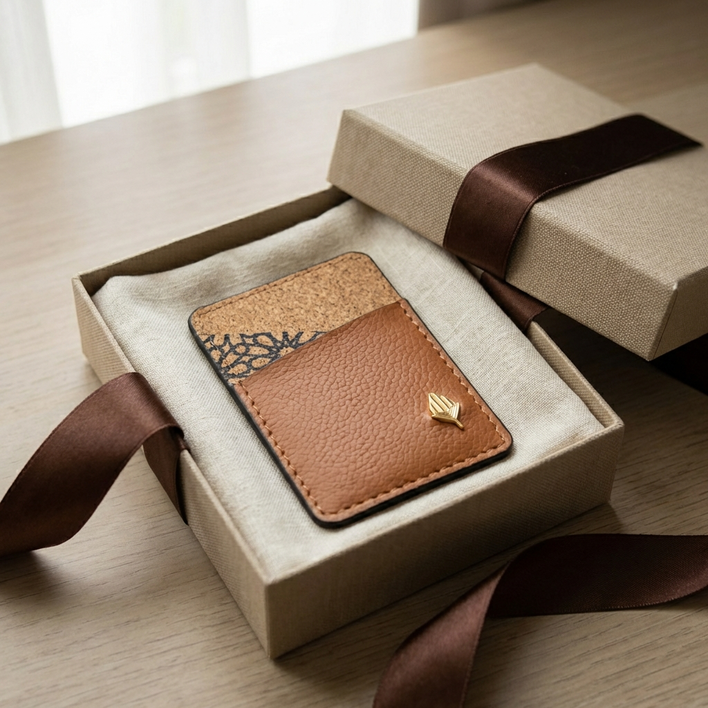 Green Hermitage Theo Vegan Leather Cardholder - Tawny Brown
