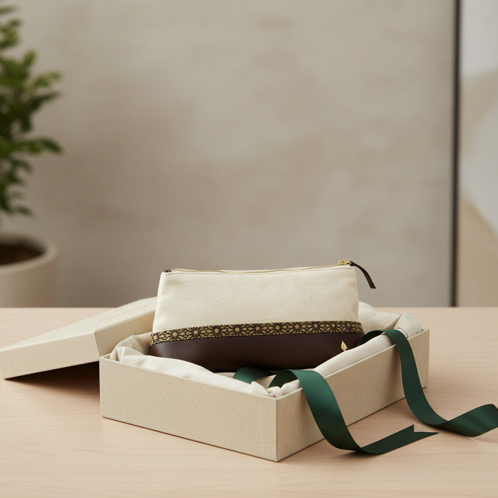 Green Hermitage Travel Utility Kit - Off white, Cork & Maroon