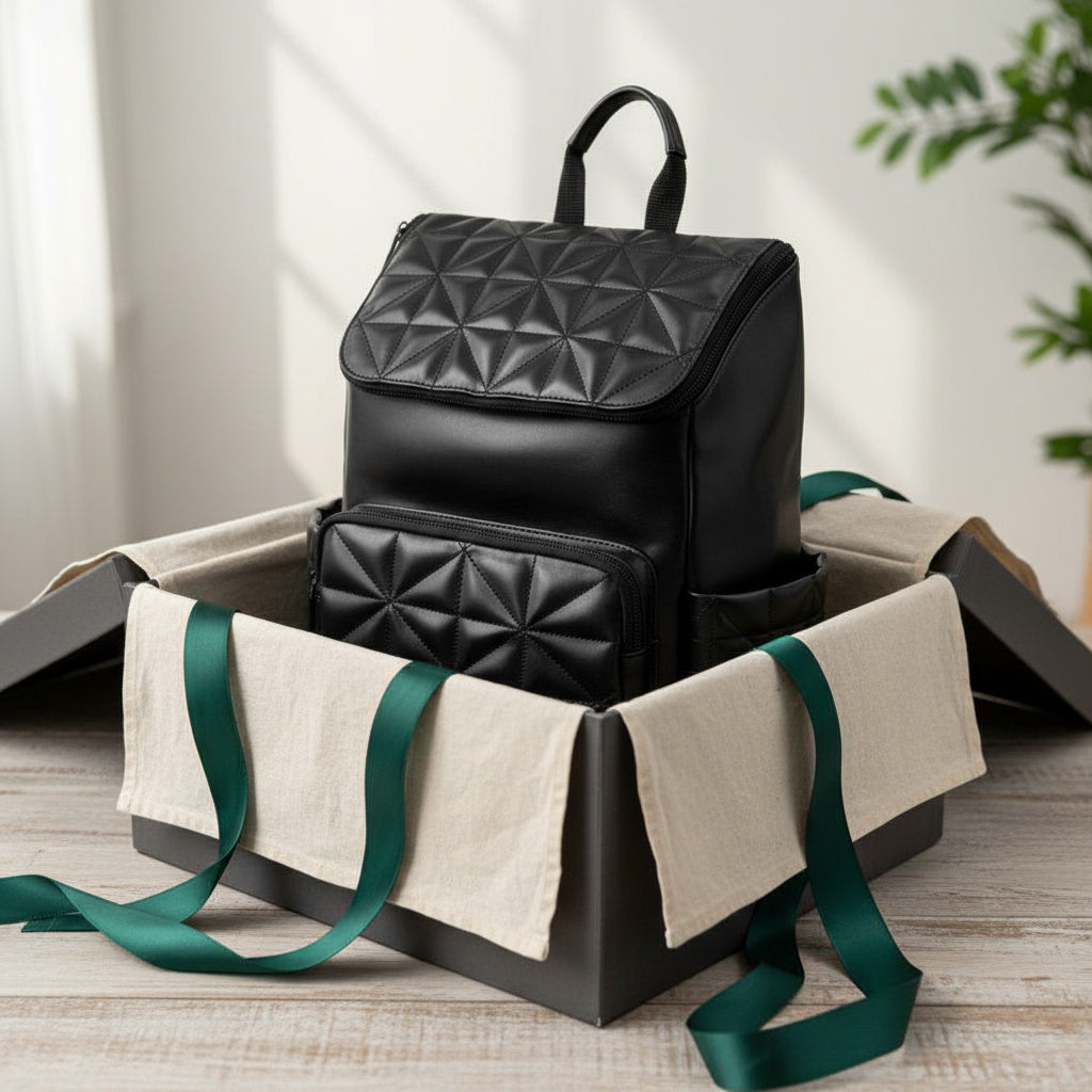 Green Hermitage Elm Black Vegan Leather Backpack