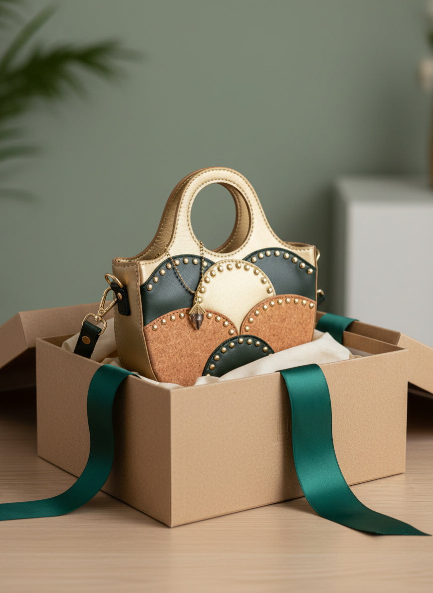 Green Hermitage Savannah Vegan Leather Sling - Gold