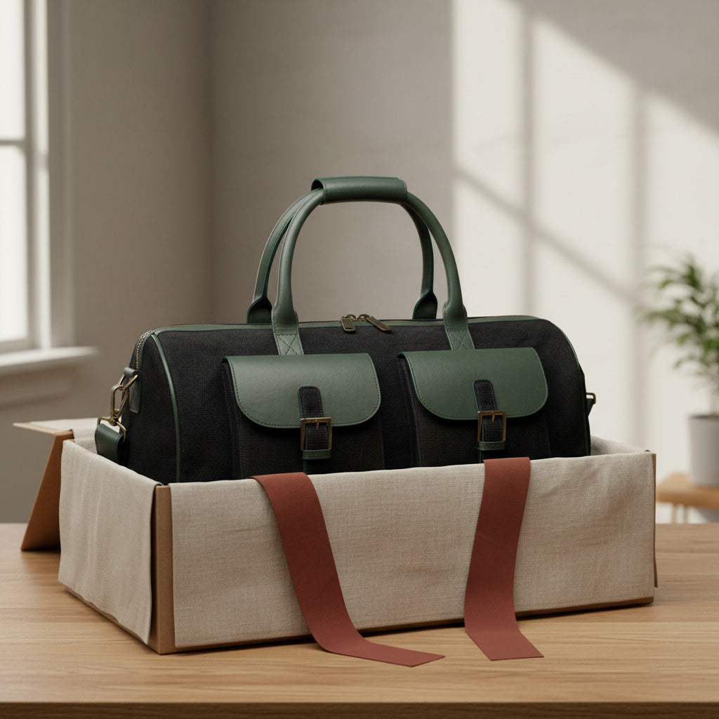 Green Hermitage Ajax Vegan Leather Duffle Bag - Black