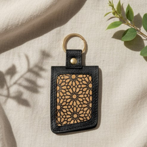 Green Hermitage Handcrafted Vegan Leather Keychain - Black