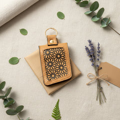 Green Hermitage Handcrafted Vegan Leather Key Chain - Caramel