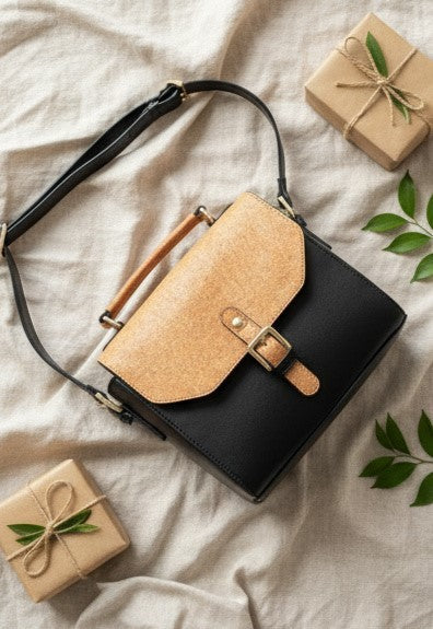 Green Hermitage Juniper Vegan Leather Sling Bag - Black
