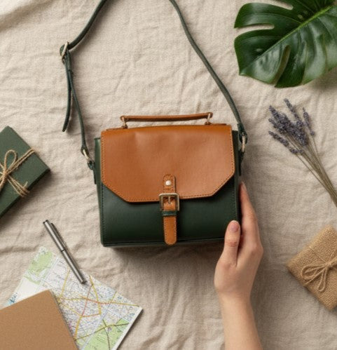 Green Hermitage Juniper Vegan Leather Sling Bag - Green