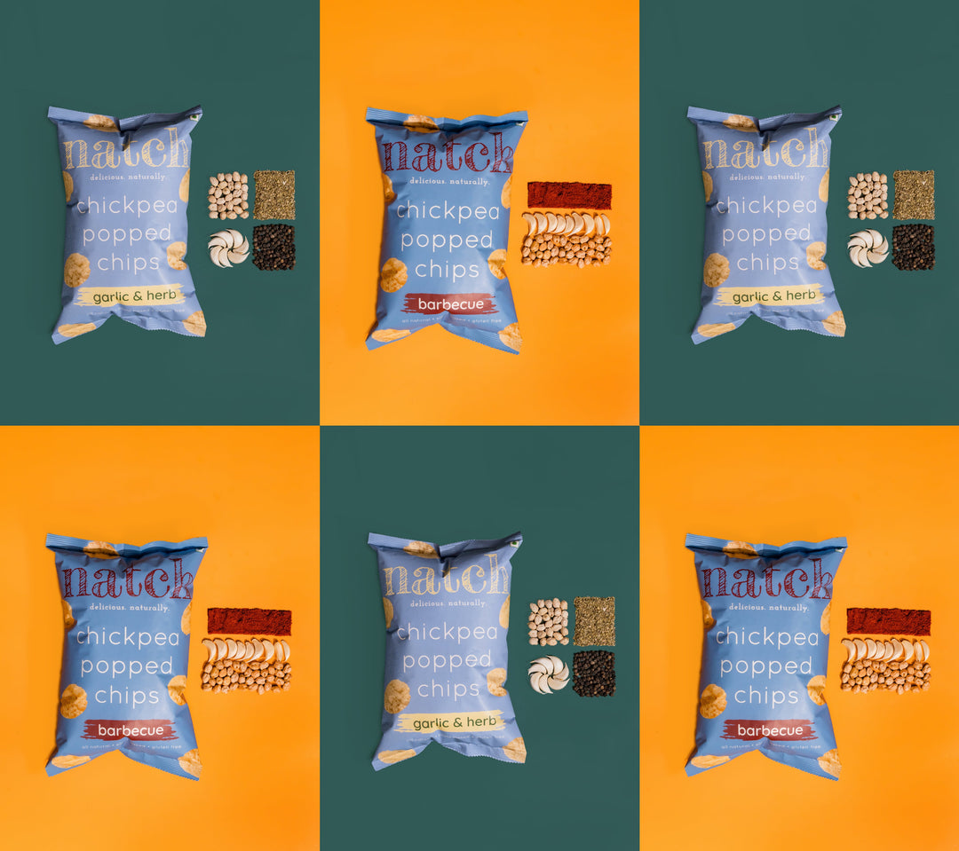 NATCH chickpea popped chips - variety pack (pack of 6 - 55g)