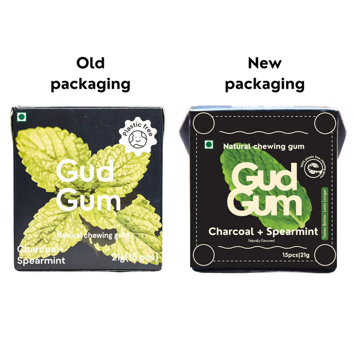 Gud Gum Charcoal Mint Chewing Gum- Pack of 4