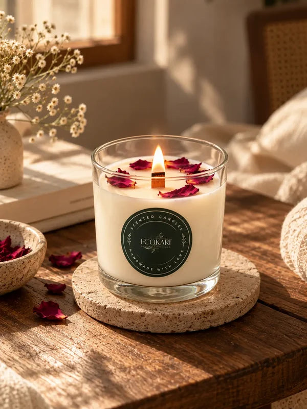 EcoKari Gulab Glow – Rose Scented Soy Wax Candle