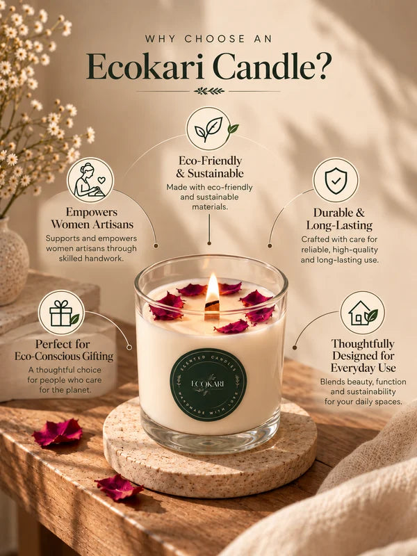 EcoKari Gulab Glow – Rose Scented Soy Wax Candle