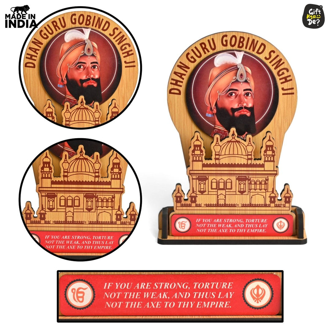 Gift Kya De Guru Nanak Dev Ji & Guru Gobind Singh Ji Photo Frame Stand | Desk & Wall Decor | Sikh Guru&