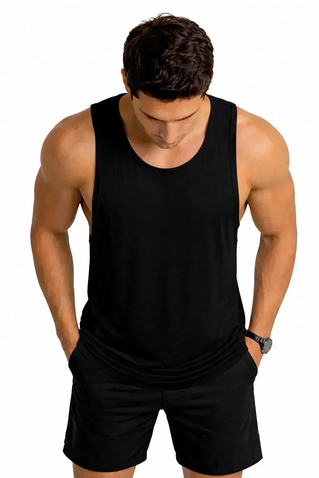 Bamboo Fabric Gen Z Oversize Gym Vest for Men |  Black