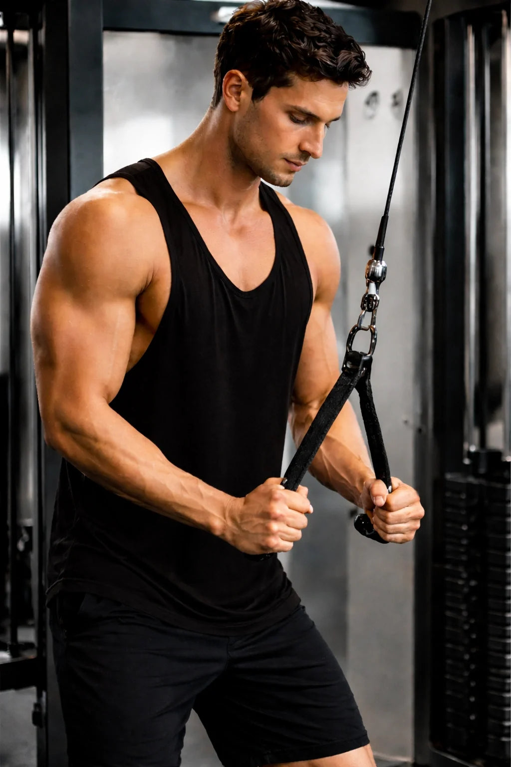Bamboo Fabric Gen Z Oversize Gym Vest for Men |  Black