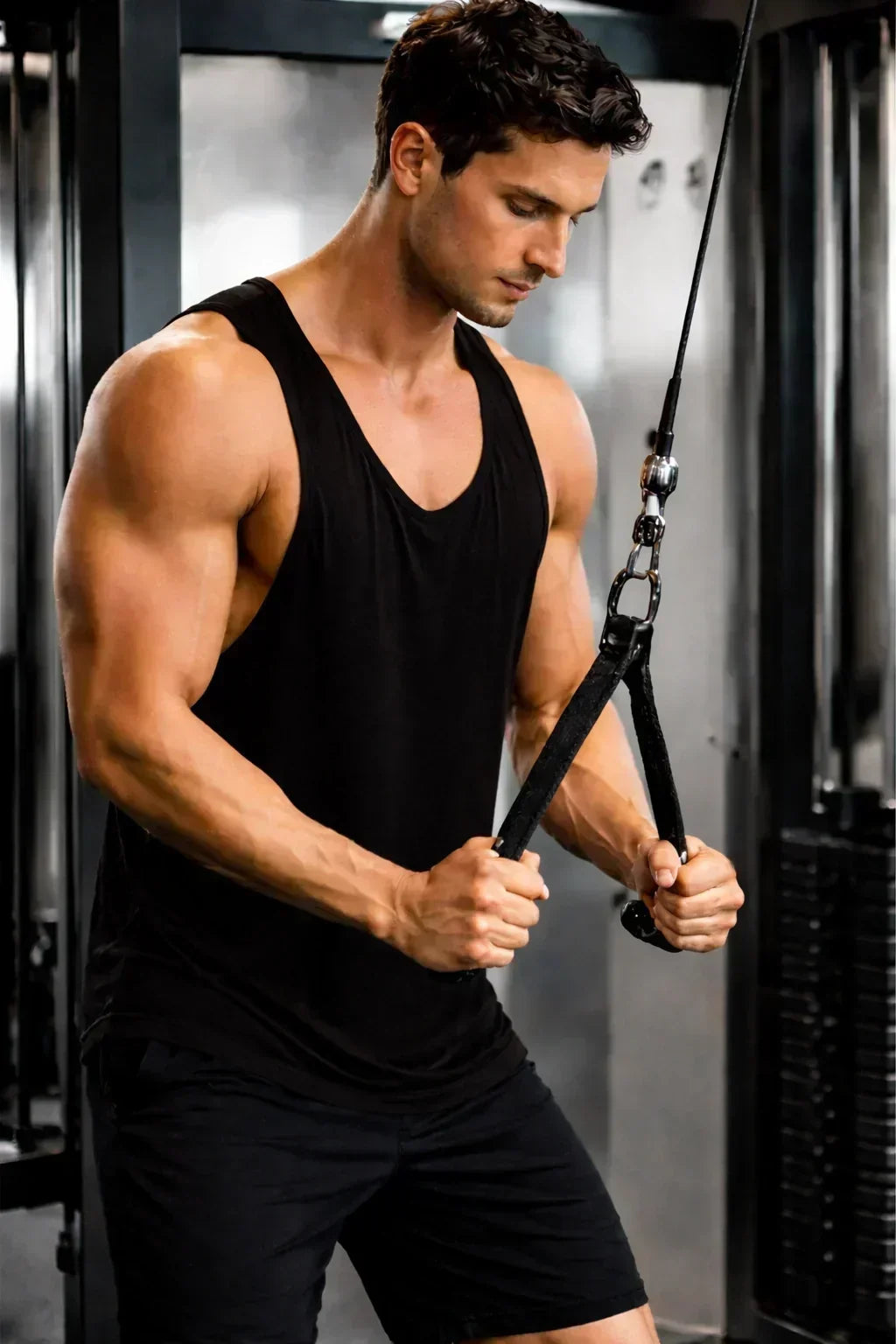 Bamboo Fabric Gen Z Oversize Gym Vest for Men |  Black