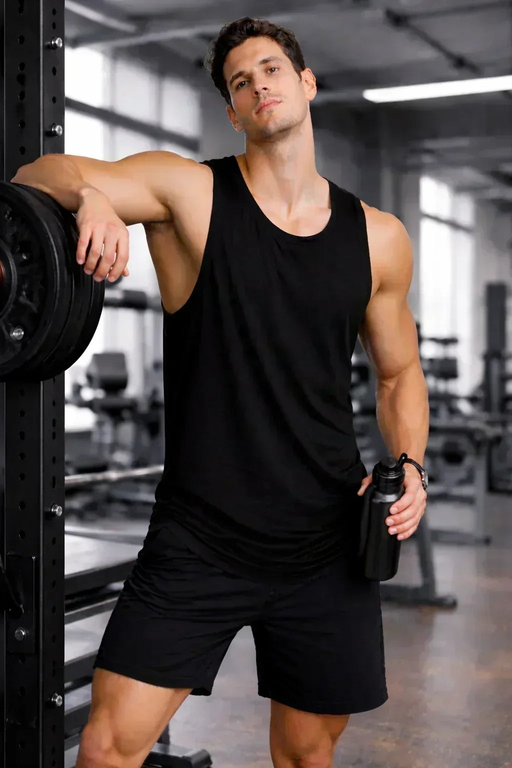 Bamboo Fabric Gen Z Oversize Gym Vest for Men |  Black