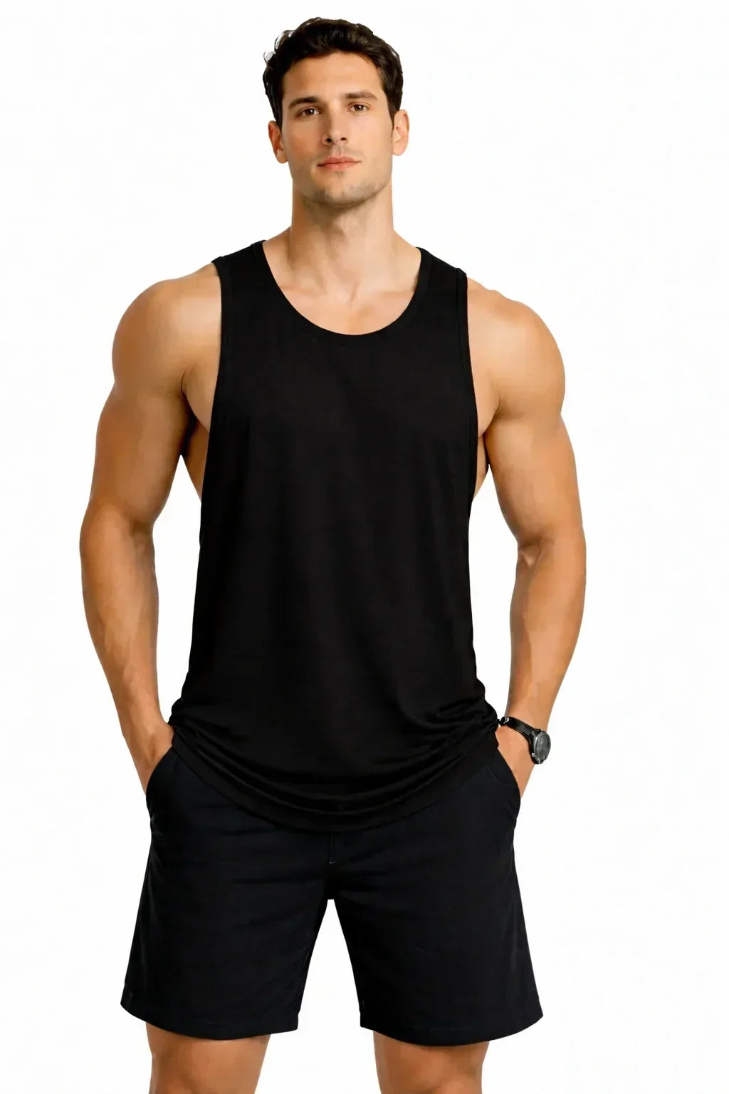 Bamboo Fabric Gen Z Oversize Gym Vest for Men |  Black