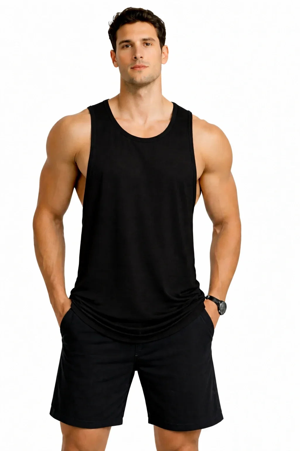 Bamboo Fabric Gen Z Oversize Gym Vest for Men |  Black