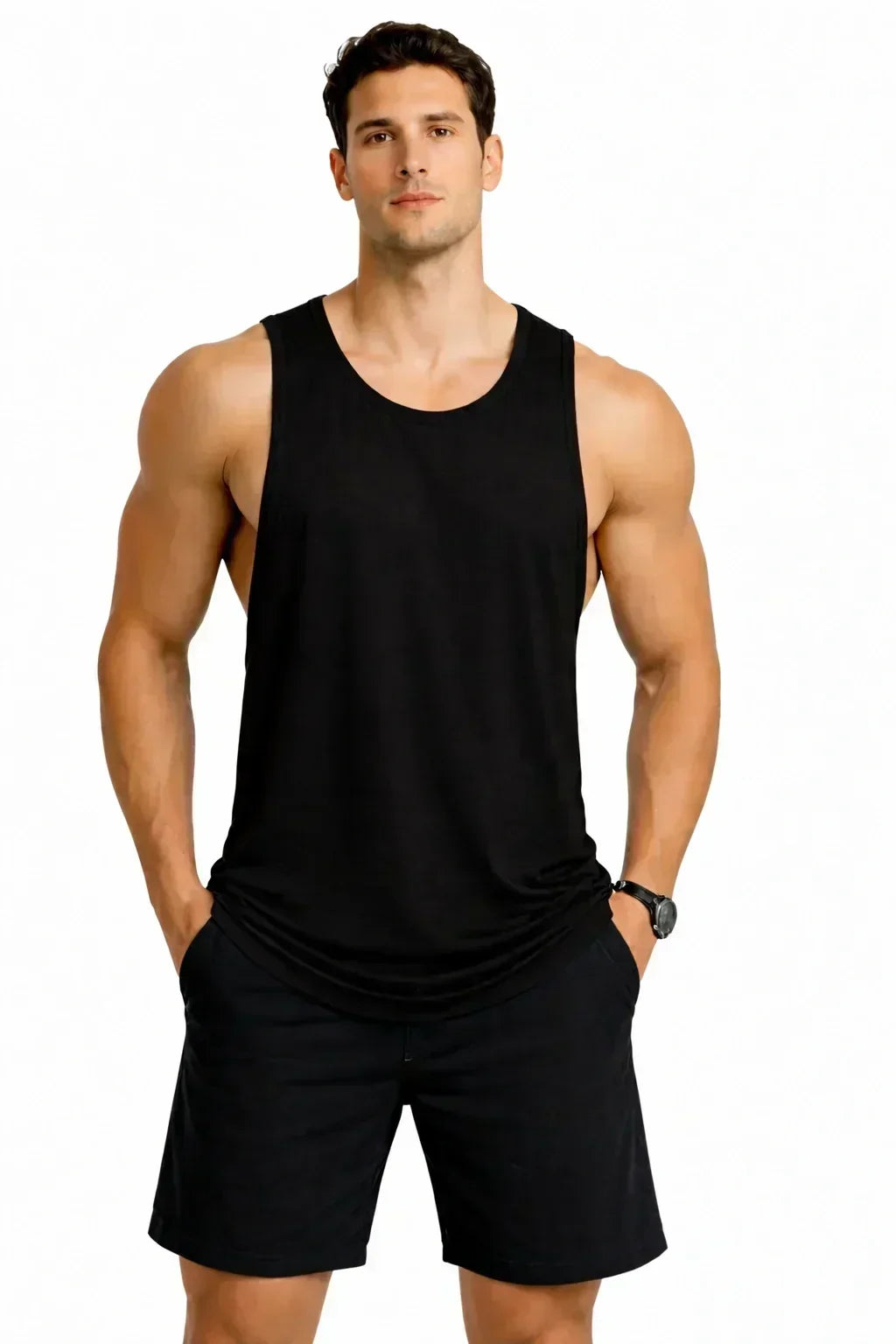 Bamboo Fabric Gen Z Oversize Gym Vest for Men |  Black
