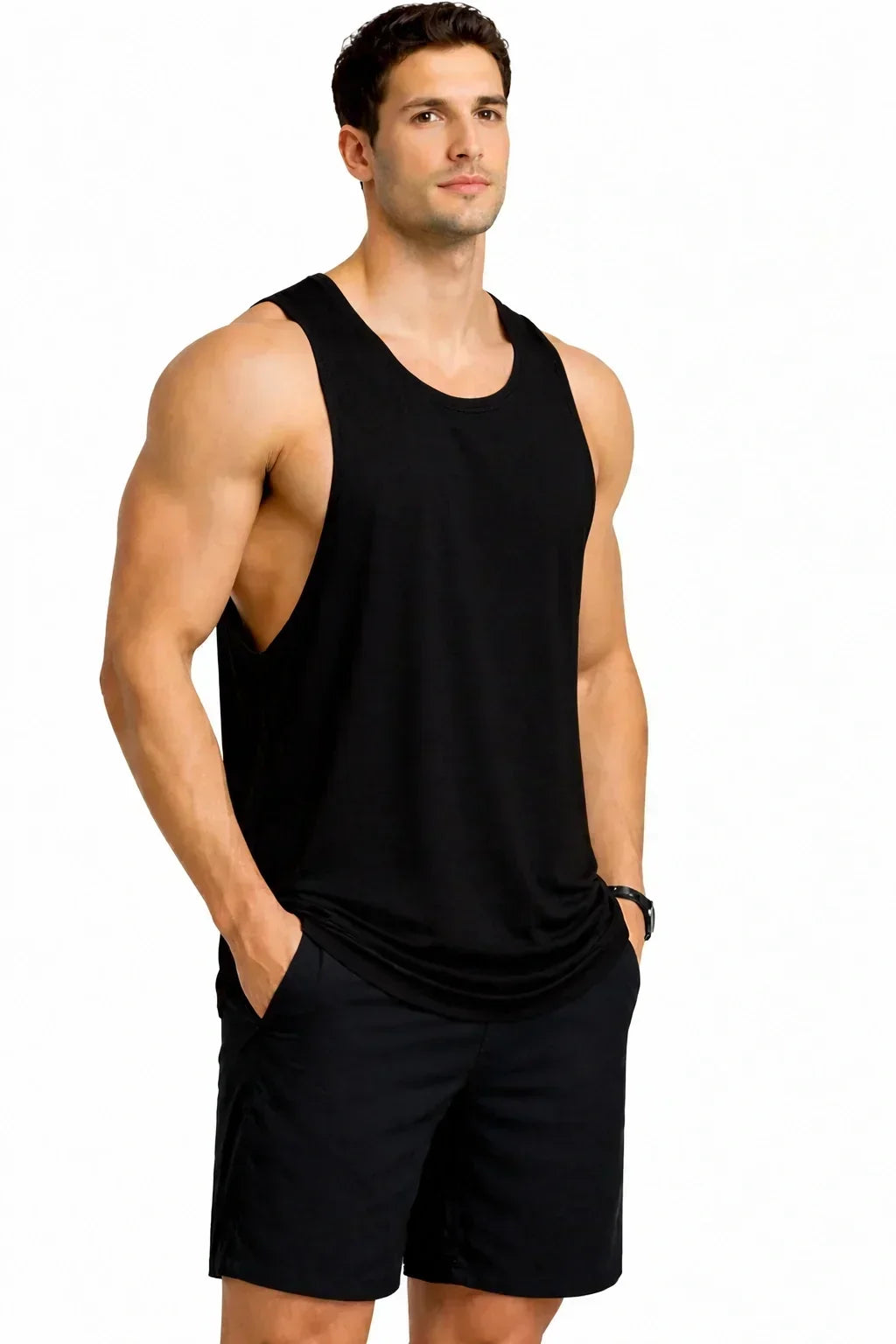 Bamboo Fabric Gen Z Oversize Gym Vest for Men |  Black