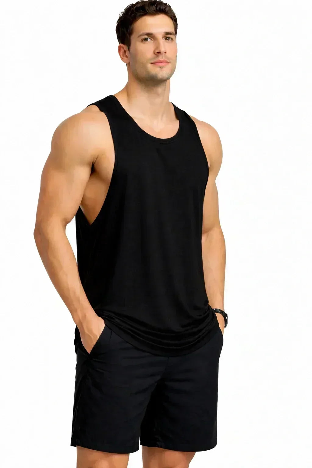 Bamboo Fabric Gen Z Oversize Gym Vest for Men |  Black