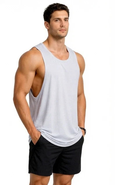 Bamboo Fabric Gen Z Oversize Gym Vest for Men | Gray