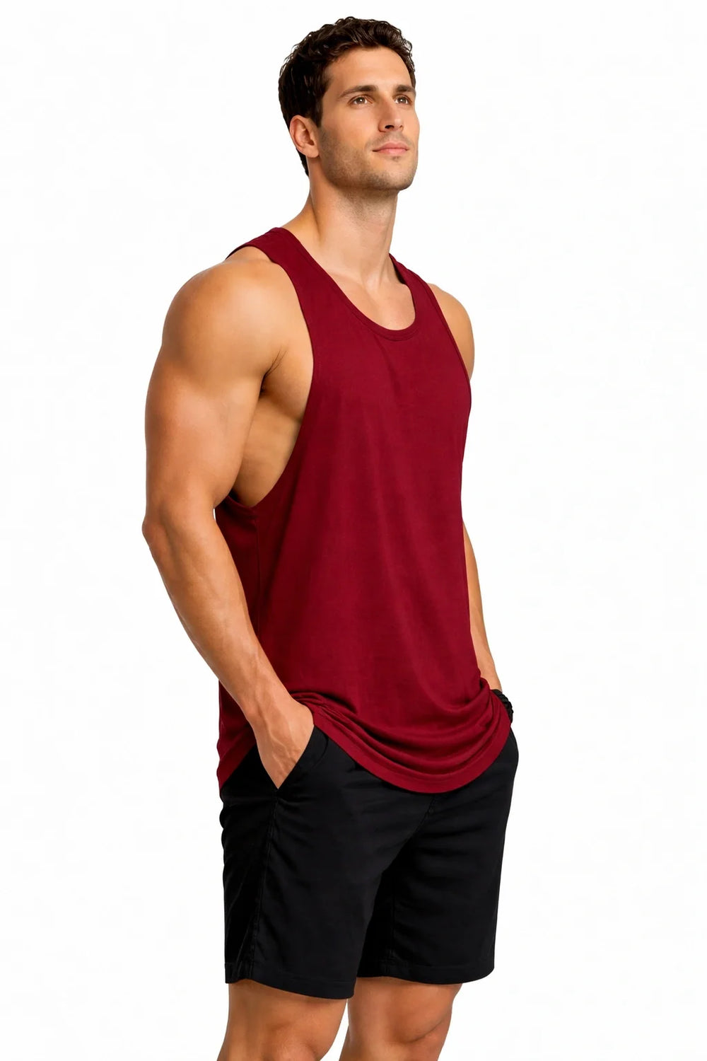 Bamboo Fabric Gen Z Oversize Gym Vest for Men | Maroon