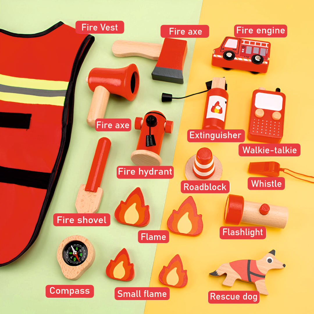 Wudly - Wooden Fire Fighter Set For Kids